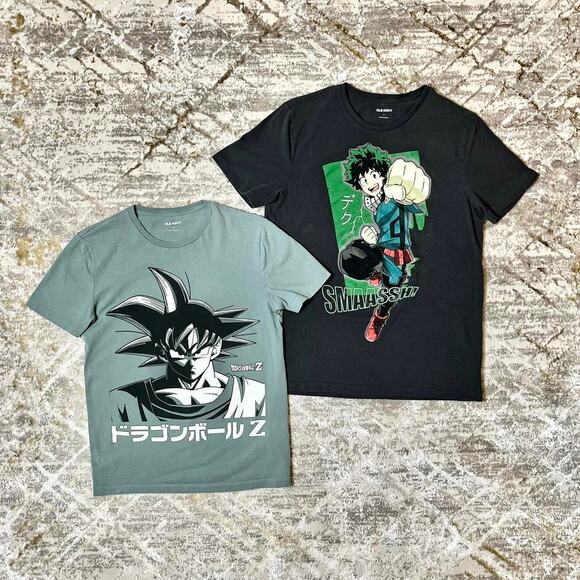 Anime Graphic T-Shirt Bundle Dragon Ball Z & My Hero Academia Old Navy – XS & S - Picture 1 of 8